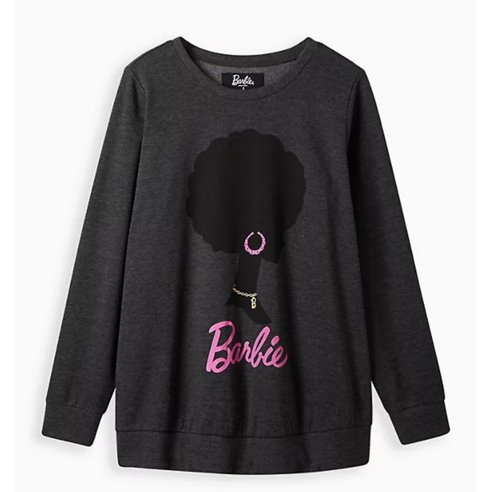COPY - NWT TORRID CREW SWEATSHIRT - COZY FLEECE BARBIE GREY Size 6 New